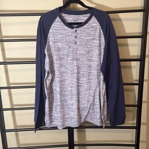 Faded Glory Men's Long Sleeve Shirt Navy And White Size XL 46-48 NEW With Tags‎